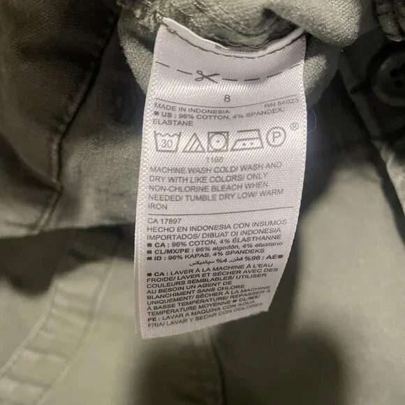 Old Navy Pants Womens 8 Cargo Olive Green Raw Hem Mid Rise Ankle Utility - Picture 4 of 7